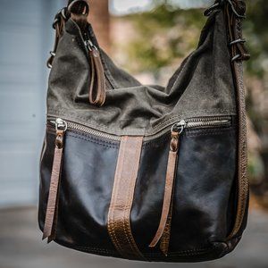 Rough and Tumble Small Vintage Hobo/City Safari- Washed Canvas